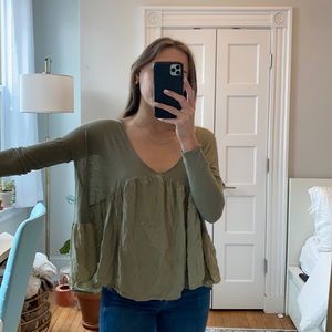 green flowy top